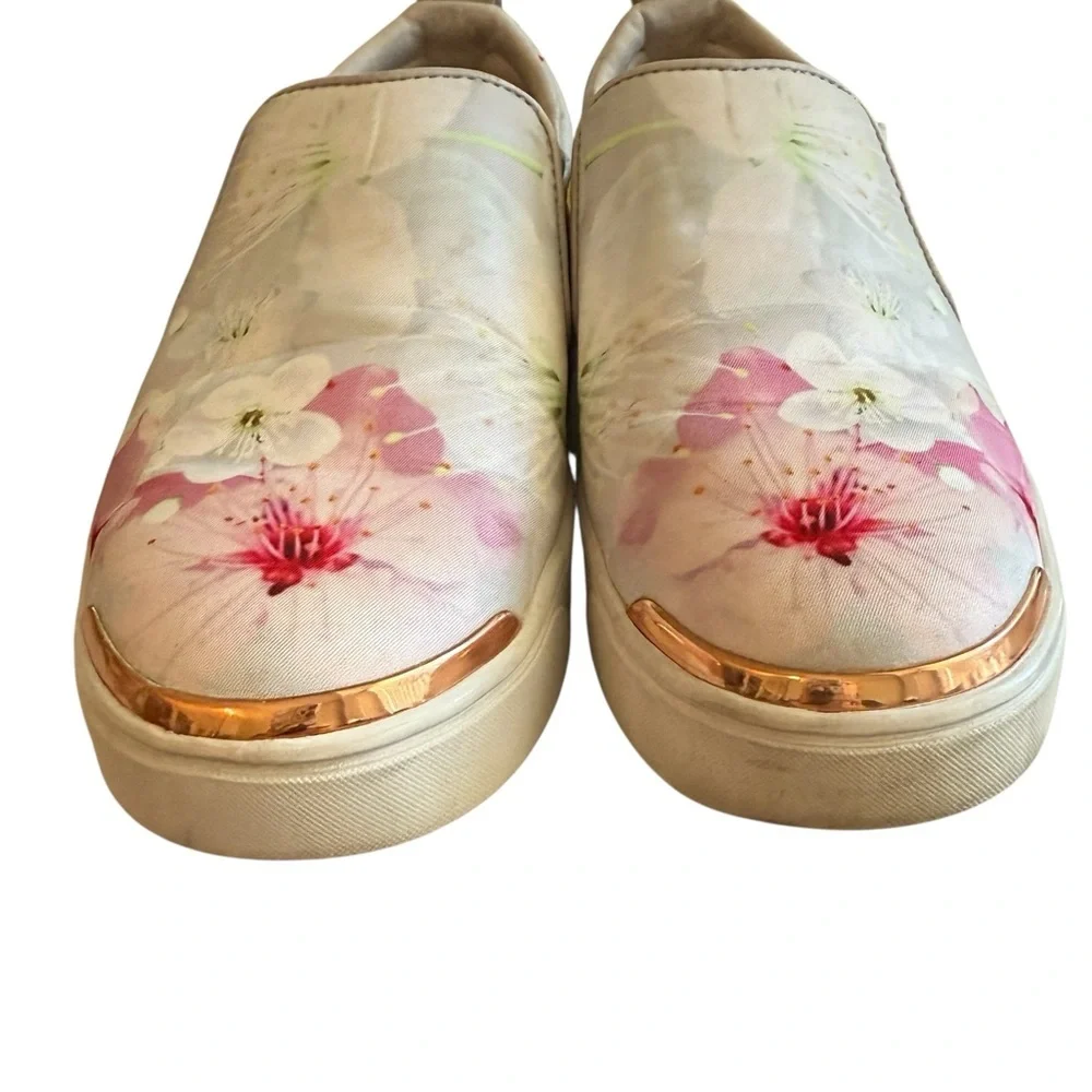 Ted Baker Tancey Slip on Sneakers White Pink Flora Women’s Size 6 - Picture 8 of 10